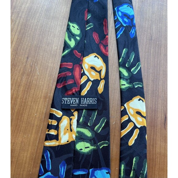 Steven Harris Necktie Hand Prints For Art Teachers and Dads Multicolor 58 x 4 - Picture 2 of 5